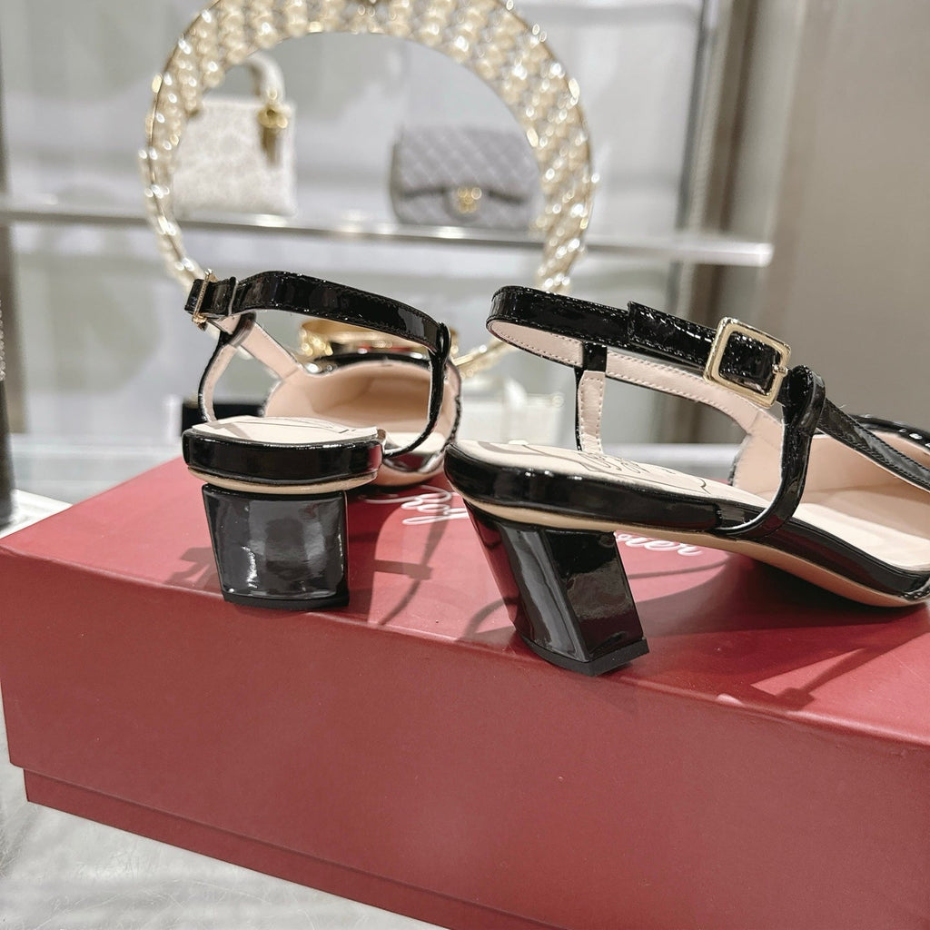 ROGER VIVIER 25S VIVIER SLINGBACK 45MM IN BLACK PLAID PATTERN CANVAS