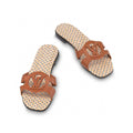 LV WOMEN ISOLA FLAT MULE IN CINNAMON BROWN SHEEPSKIN