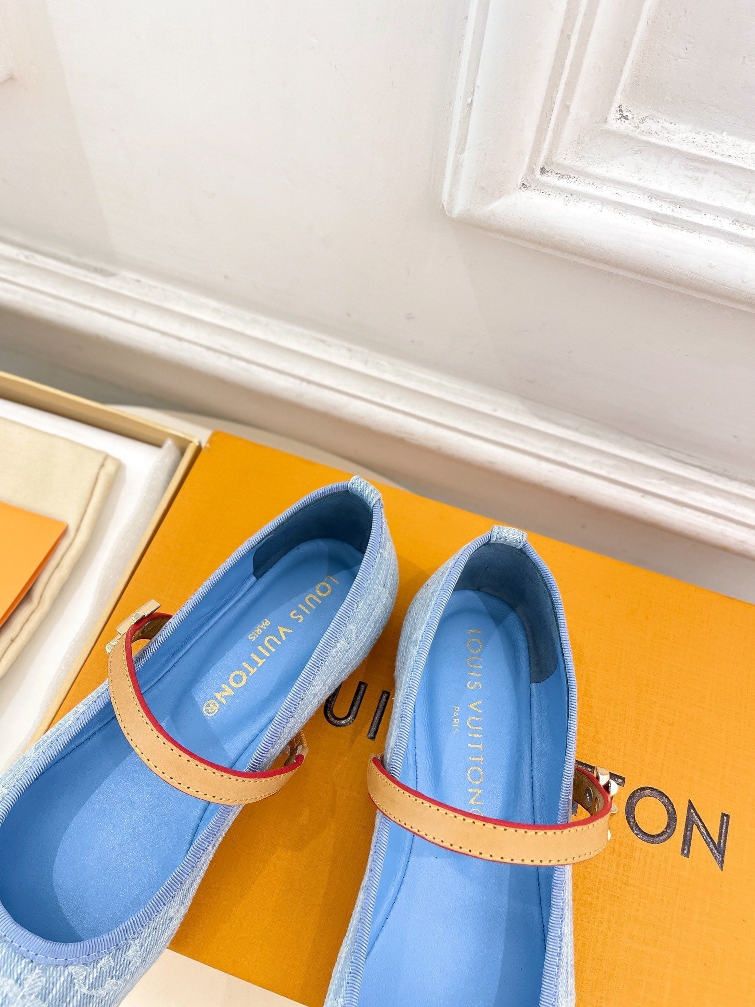 LV WOMEN ROMY FLAT BALLERINA IN LIGHT BLUE MONOGRAM DENIM