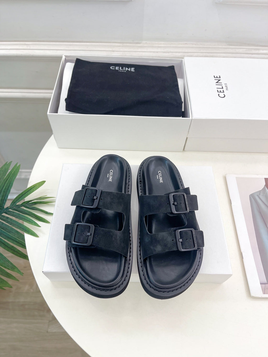 DAD SANDAL MULE IN BLACK SUEDE