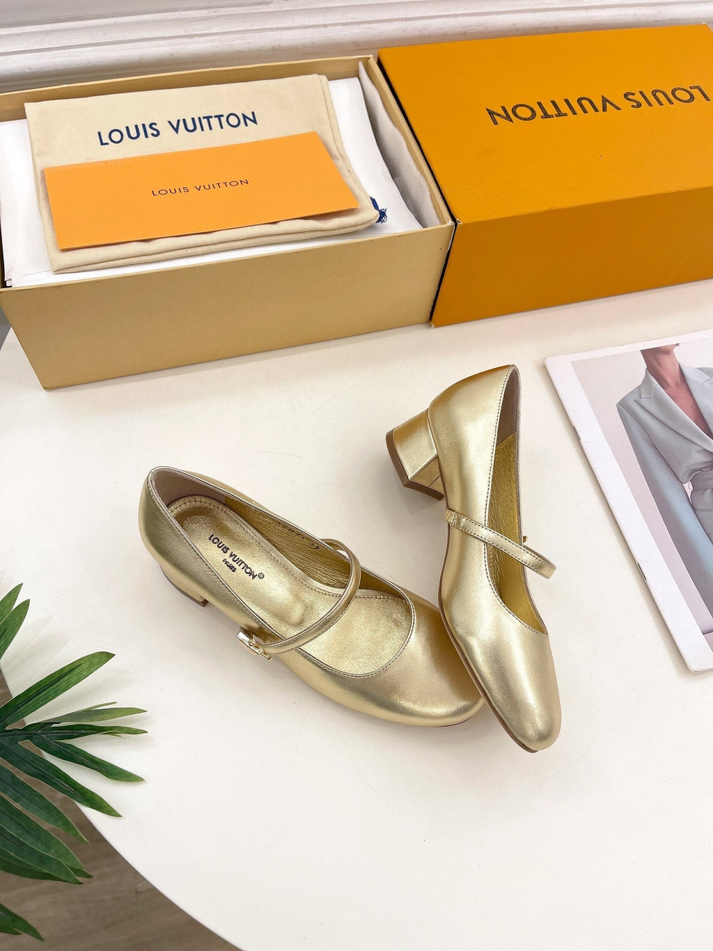 LV WOMEN ROMY HIGH BALLERINA IN GOLDEN METALLIC LAMBSKIN