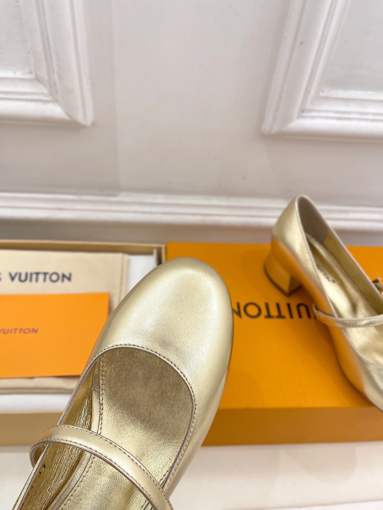 LV WOMEN ROMY HIGH BALLERINA IN GOLDEN METALLIC LAMBSKIN