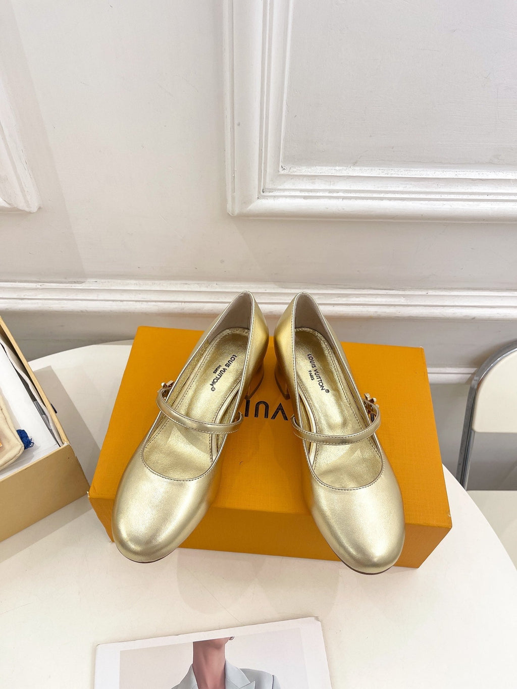 LV WOMEN ROMY HIGH BALLERINA IN GOLDEN METALLIC LAMBSKIN