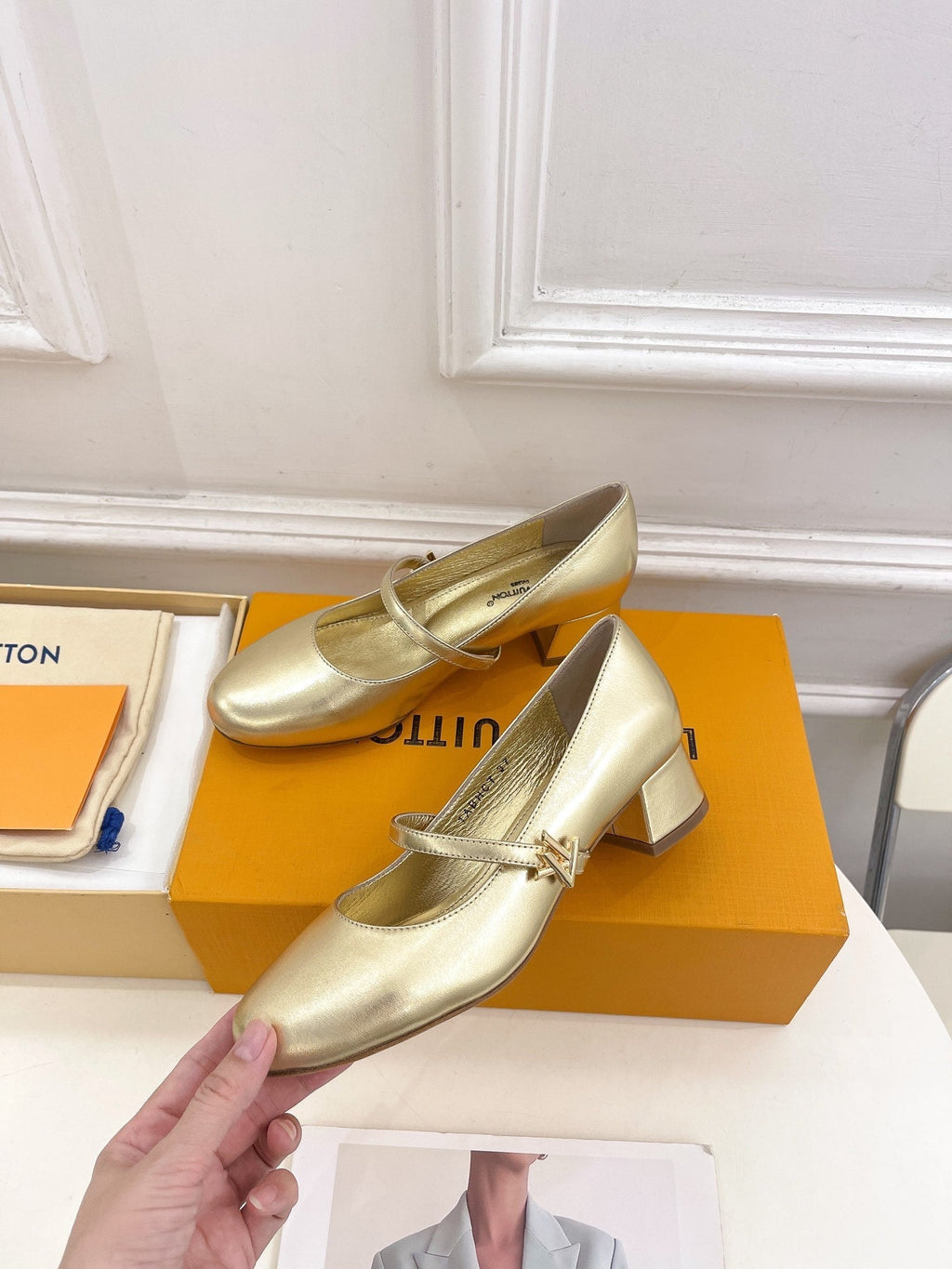 LV WOMEN ROMY HIGH BALLERINA IN GOLDEN METALLIC LAMBSKIN