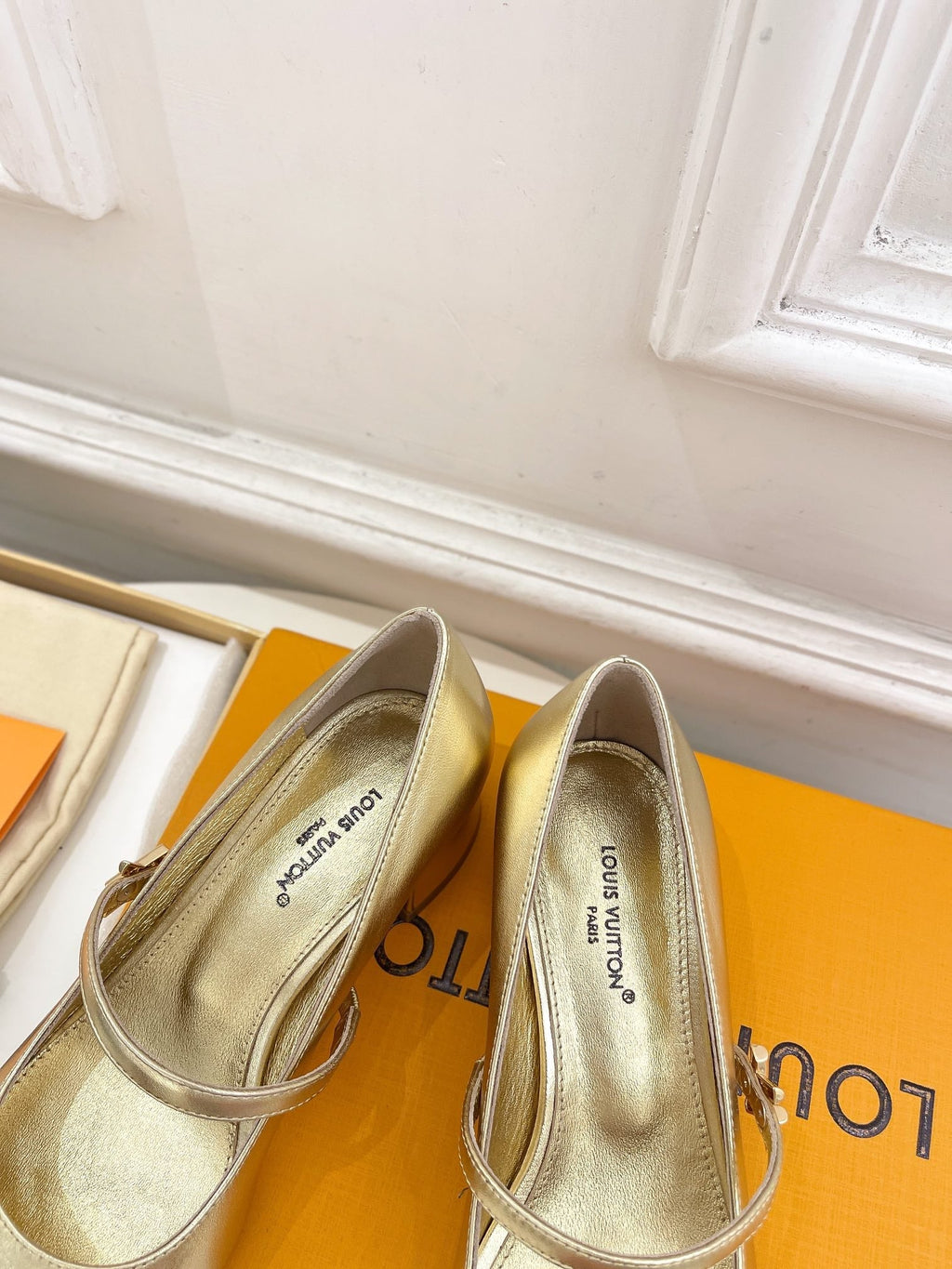 LV WOMEN ROMY HIGH BALLERINA IN GOLDEN METALLIC LAMBSKIN