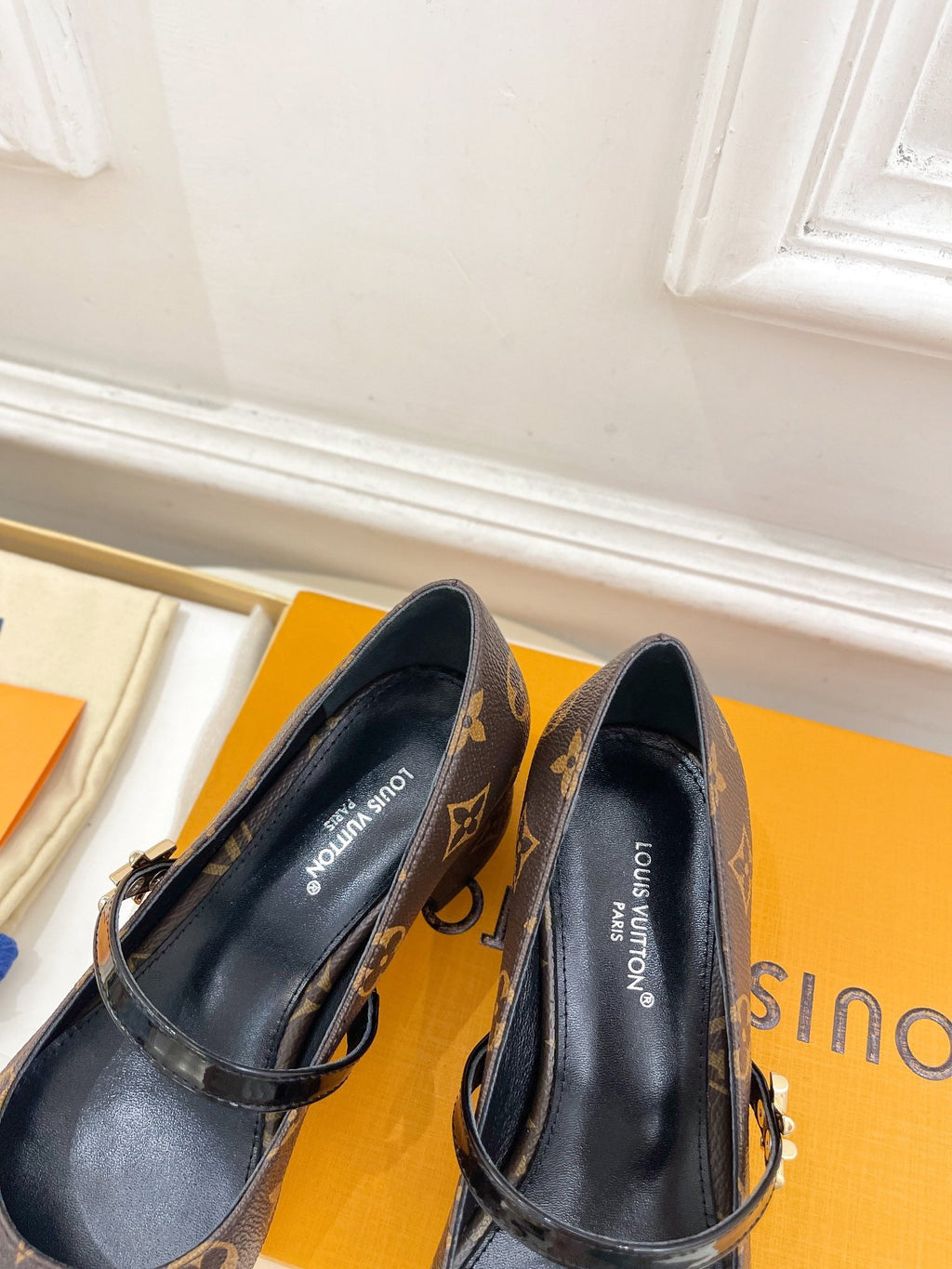 LV WOMEN ROMY HIGH BALLERINA IN CHOCOLATE BROWN MONOGRAM LAMBSKIN