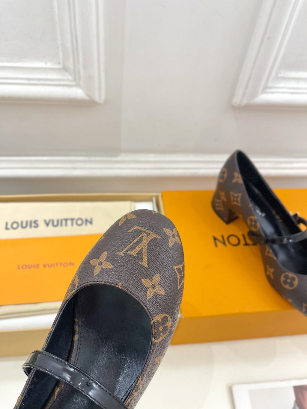 LV WOMEN ROMY HIGH BALLERINA IN CHOCOLATE BROWN MONOGRAM LAMBSKIN