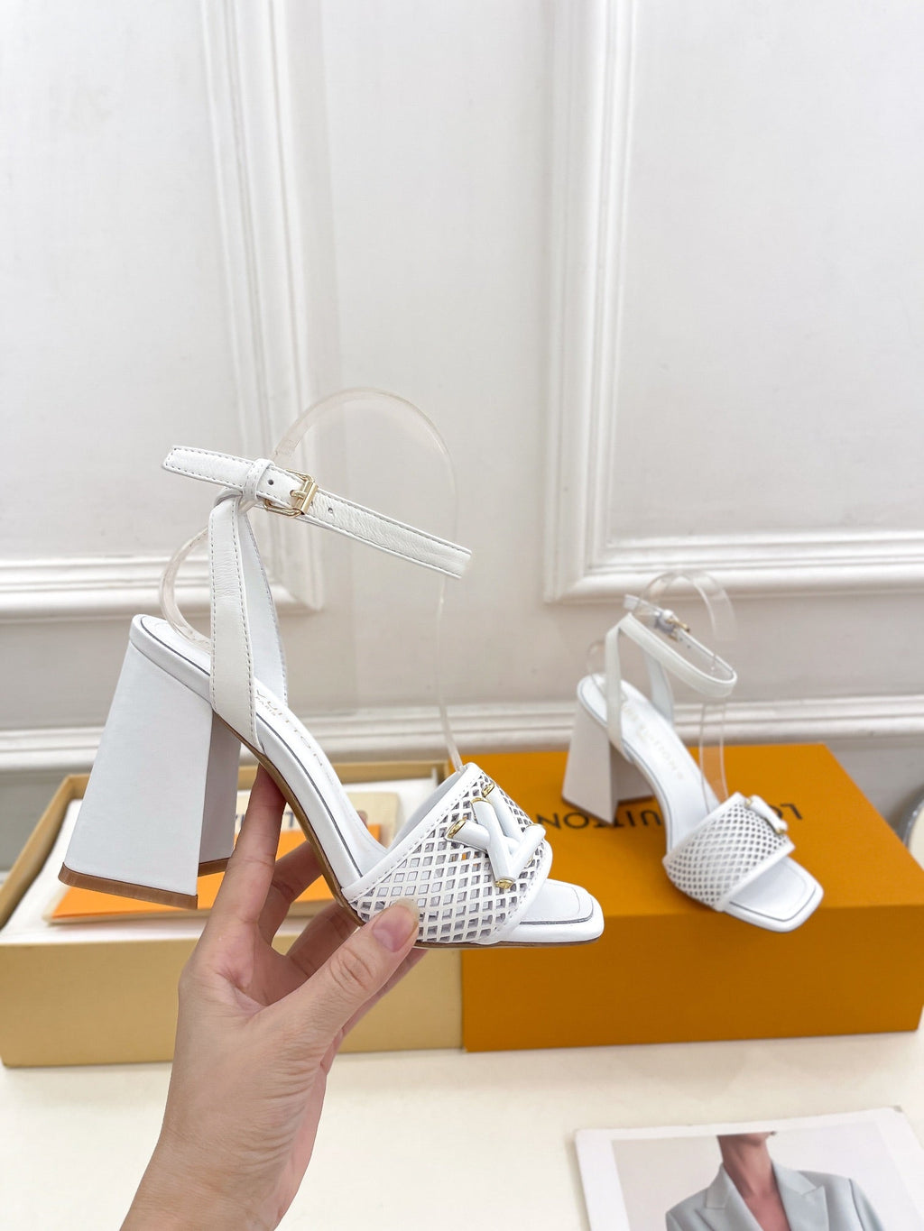 LV WOMEN HIGH SANDAL IN WHITE CALFSKIN