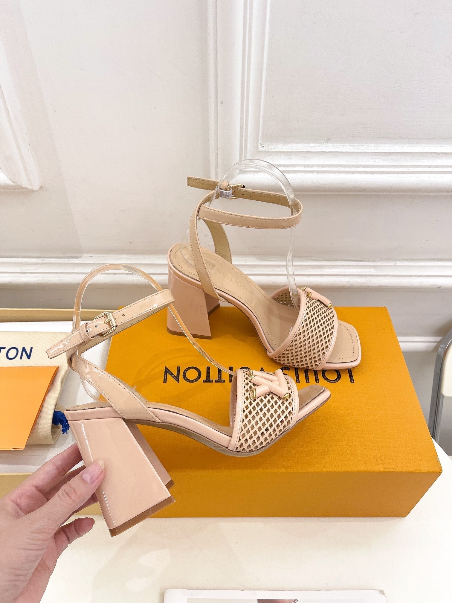 LV WOMEN HIGH SANDAL IN BEIGE CREAM CALFSKIN