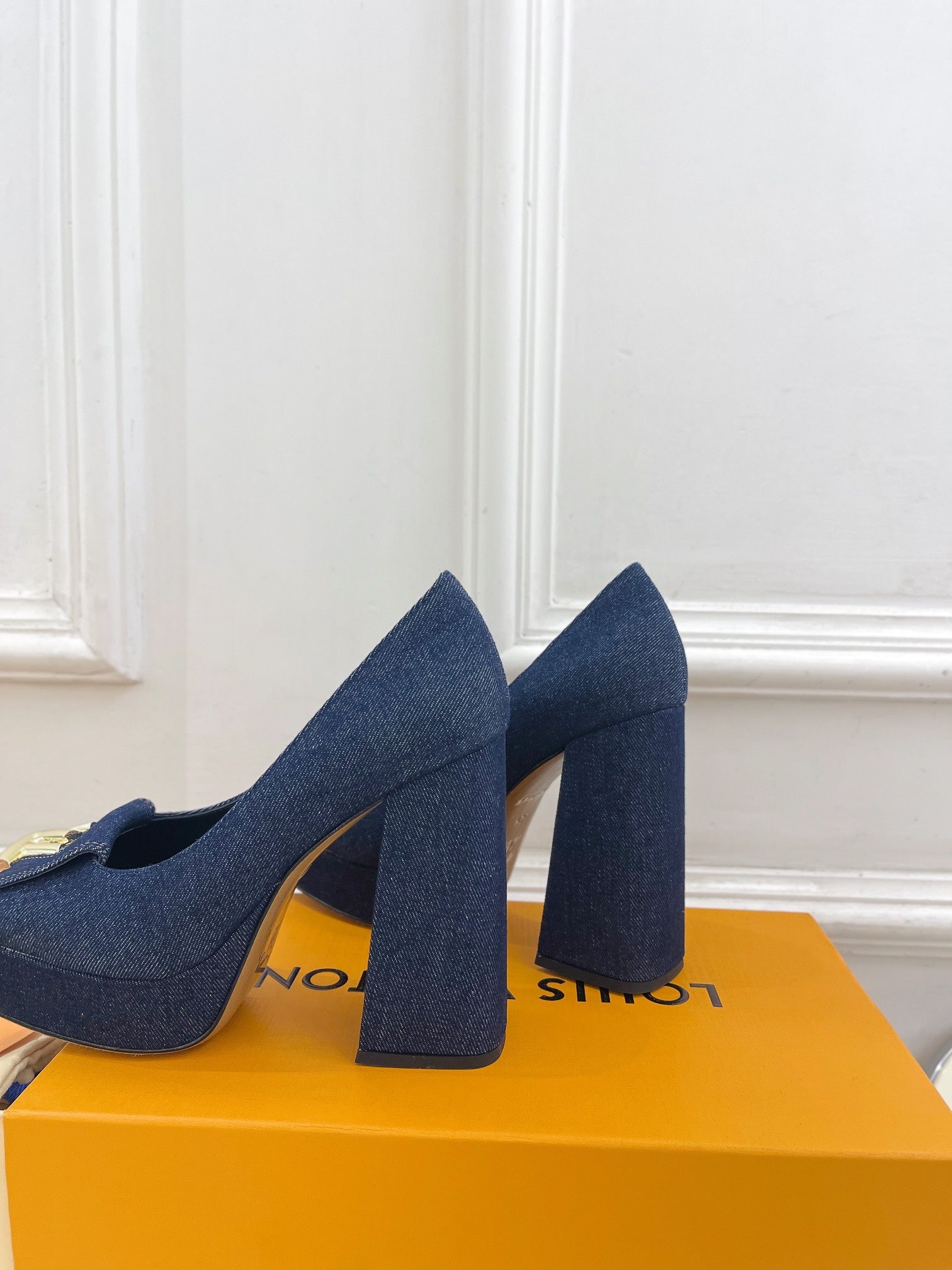 SHAKE MARY JANE HIGH HEEL 12 CM IN CLASSIC BLUE DENIM FABRIC