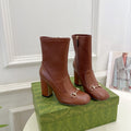HORSEBIT ANKLE BOOTS 9.5CM IN CINNAMON BROWN SHEEPSKIN