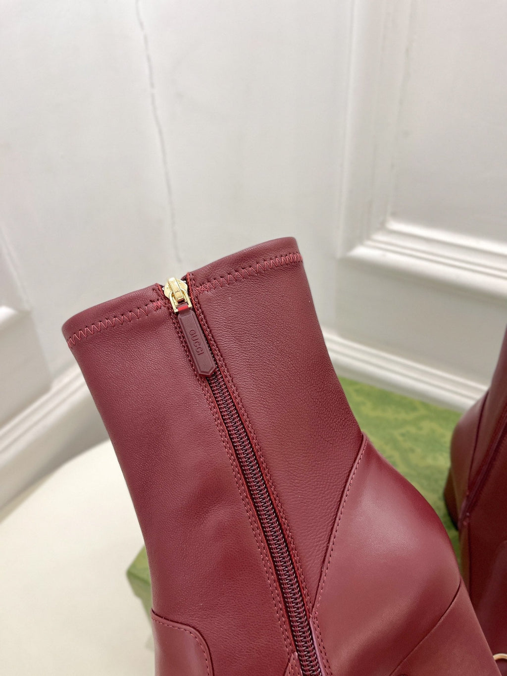 HORSEBIT ANKLE BOOTS 6.5CM IN BURGUNDY RED SHEEPSKIN