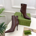 SIGNORIA SHORT BOOTS 10.5CM IN WALNUT BROWN CALFSKIN