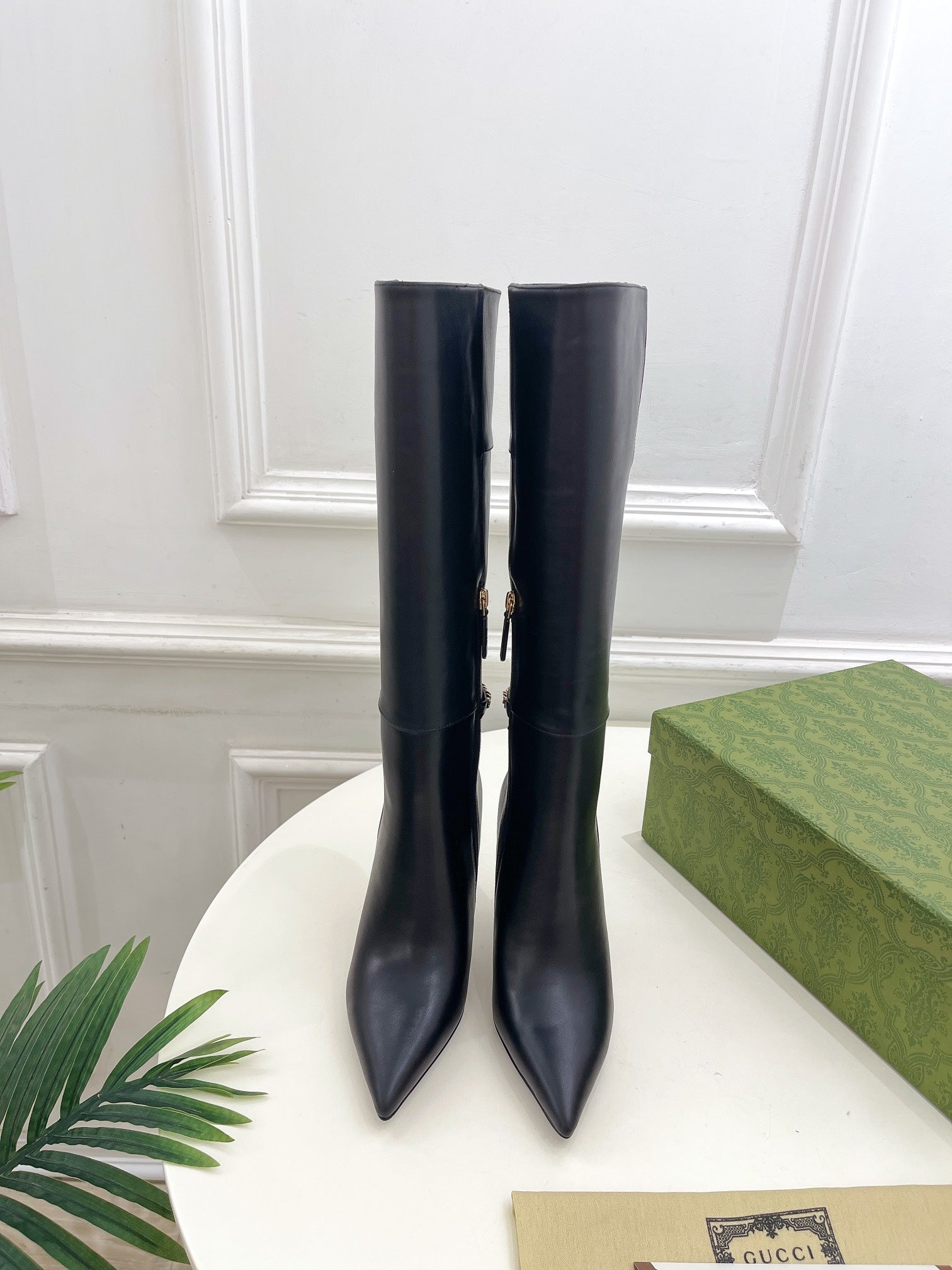 SIGNORIA KNEE BOOTS 10.5CM IN BLACK CALFSKIN
