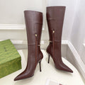 SIGNORIA KNEE BOOTS 4.5CM IN WALNUT BROWN CALFSKIN