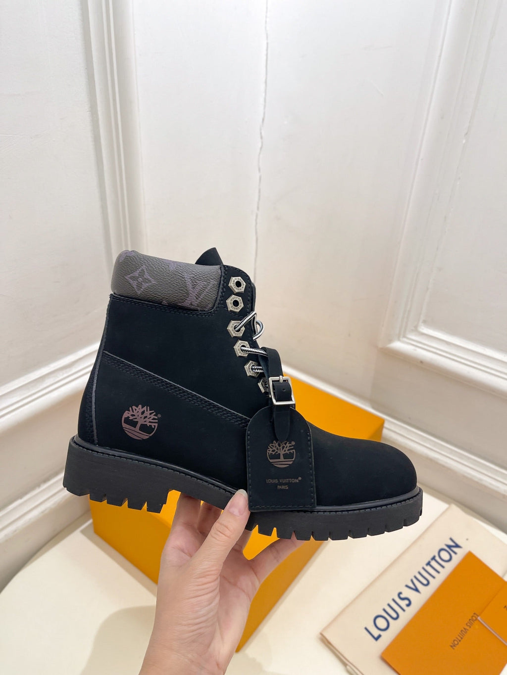 LV X TIMBERLAND MARTIN BOOT IN BLACK SUEDE