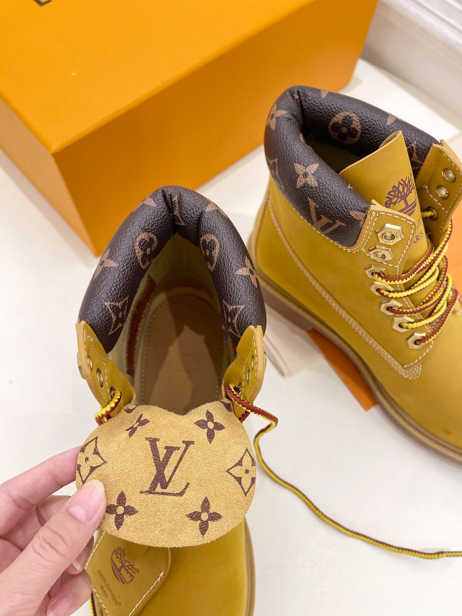 LV X TIMBERLAND MARTIN BOOT IN PEANUT BROWN SUEDE