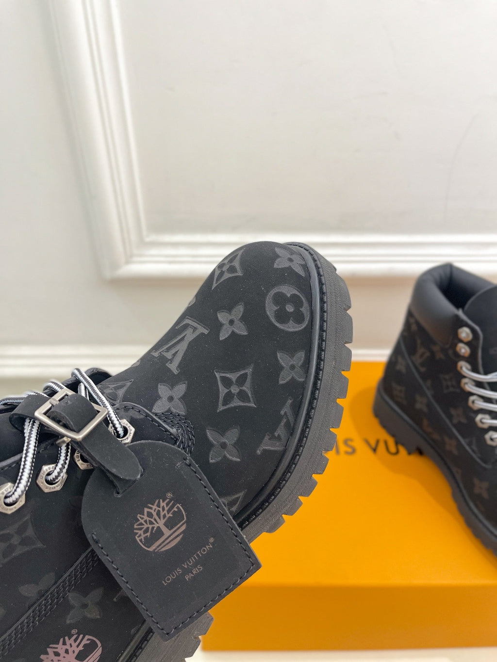 LV X TIMBERLAND MARTIN BOOT IN BLACK MONOGRAM SUEDE
