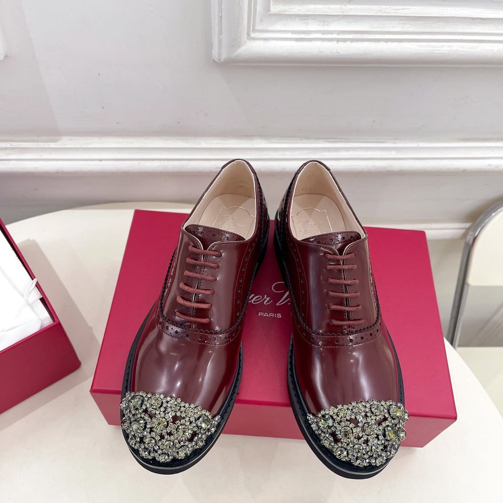 VIV' RANGERS LACE-UPS IN BURGUNDY RED CALFSKIN