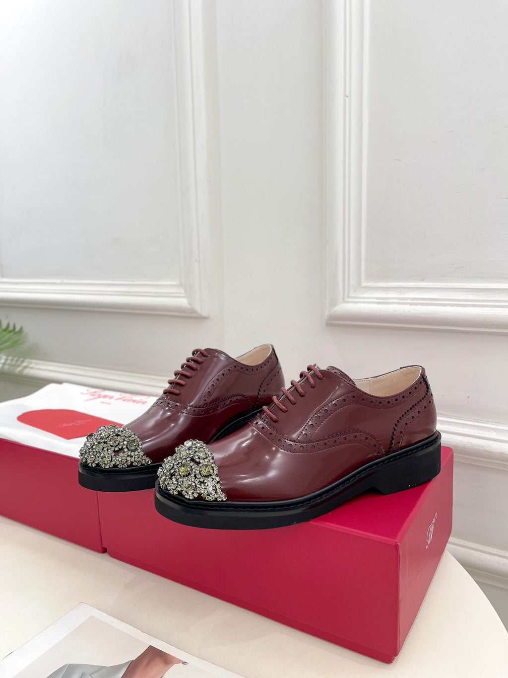 VIV' RANGERS LACE-UPS IN BURGUNDY RED CALFSKIN