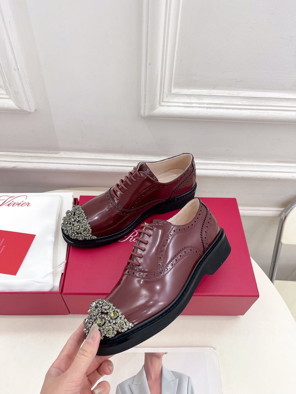 VIV' RANGERS LACE-UPS IN BURGUNDY RED CALFSKIN