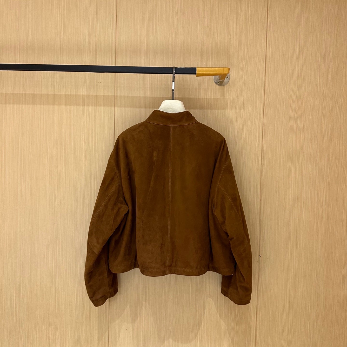 HERMES 25S CAMEL HAIR LEATHER JACKET 249