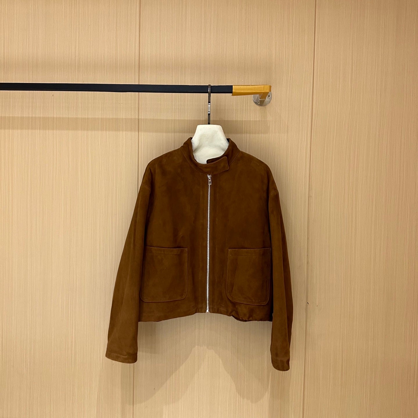 HERMES 25S CAMEL HAIR LEATHER JACKET 249