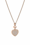 HAPPY HEART NECKLACE PINK GOLD FULL DIAMOND