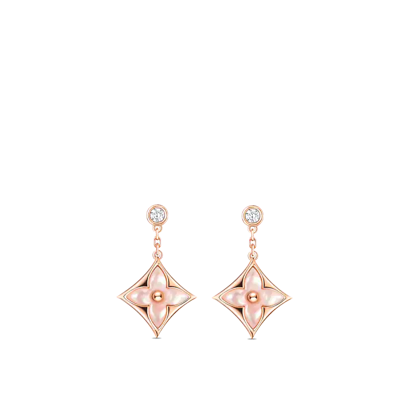 DOUBLE STAR PINK GOLD MOP DROP EARRINGS