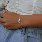 Blue Zircon Evil Eyes Bracelet Guardian Eye Chain for Women