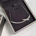 RUBAN BOW IN 18K WHITE GOLD PLATING DIAMOND NECKLACE