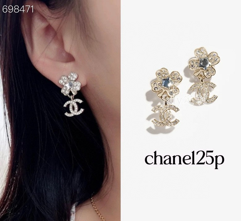 PENDANT EARRINGS CC 25P IN GOLD AND CRYSTAL