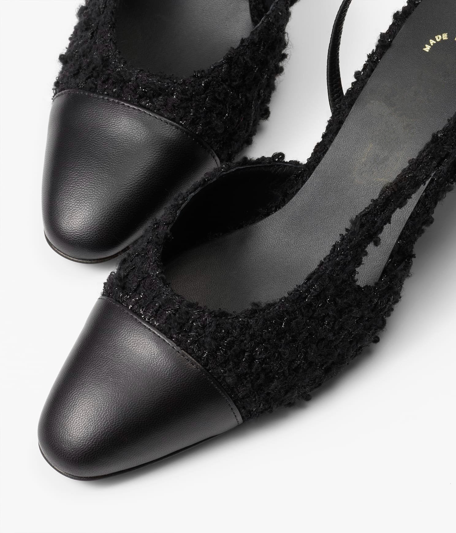 SLINGBACKS BLACK IRIDESCENT TWEED
