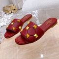 STUD FLAT SLIDE IN GARNET RED AMBSKIN