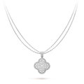 CLOVER SILVER FULL DIAMOND BIG CLOVER NECKLACE