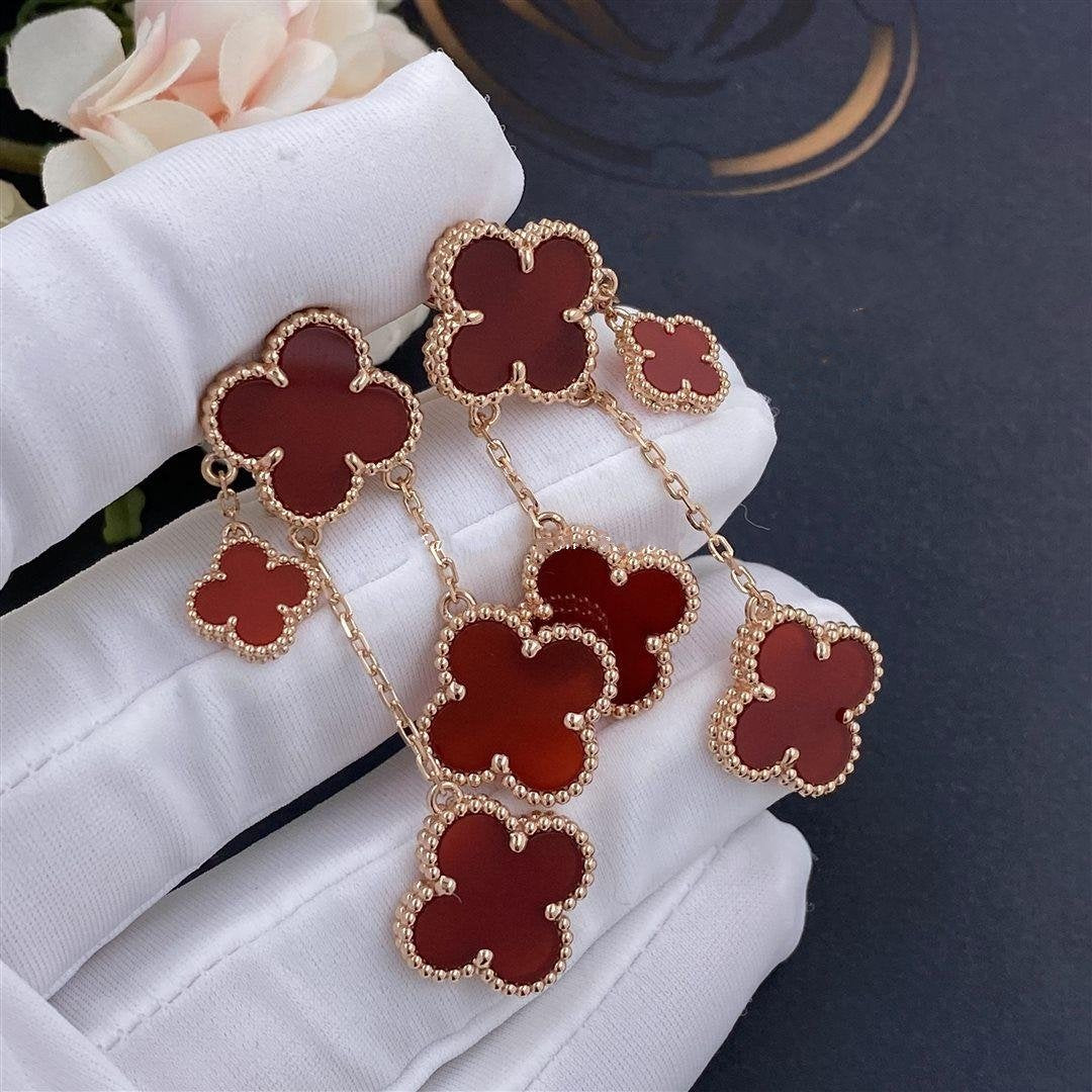 CLOVER CARNELIAN 4 MOTIFS PINK GOLD