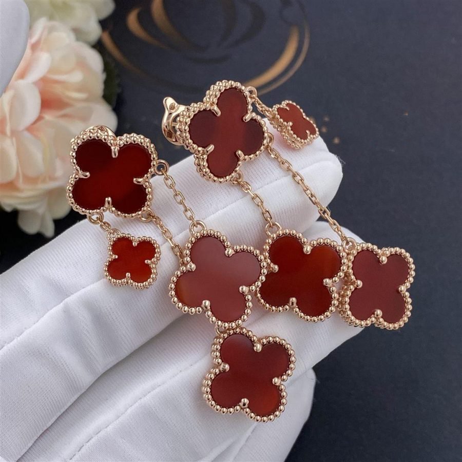 CLOVER CARNELIAN 4 MOTIFS PINK GOLD