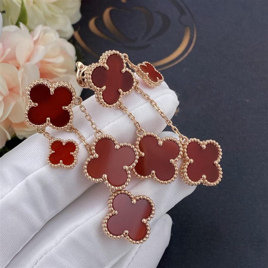 CLOVER CARNELIAN 4 MOTIFS PINK GOLD