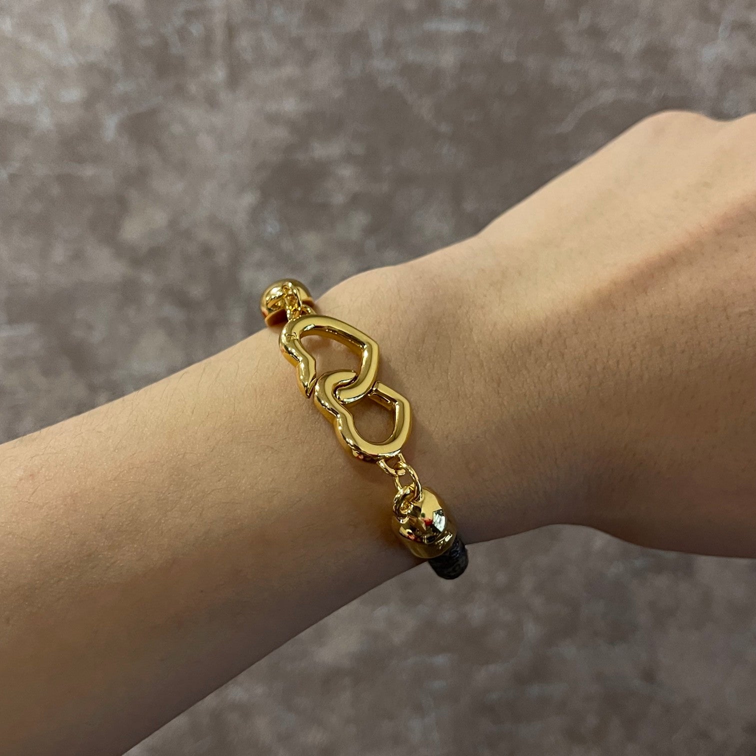 LV DOUBLE LOVE LEATHER GOLD BRACELET