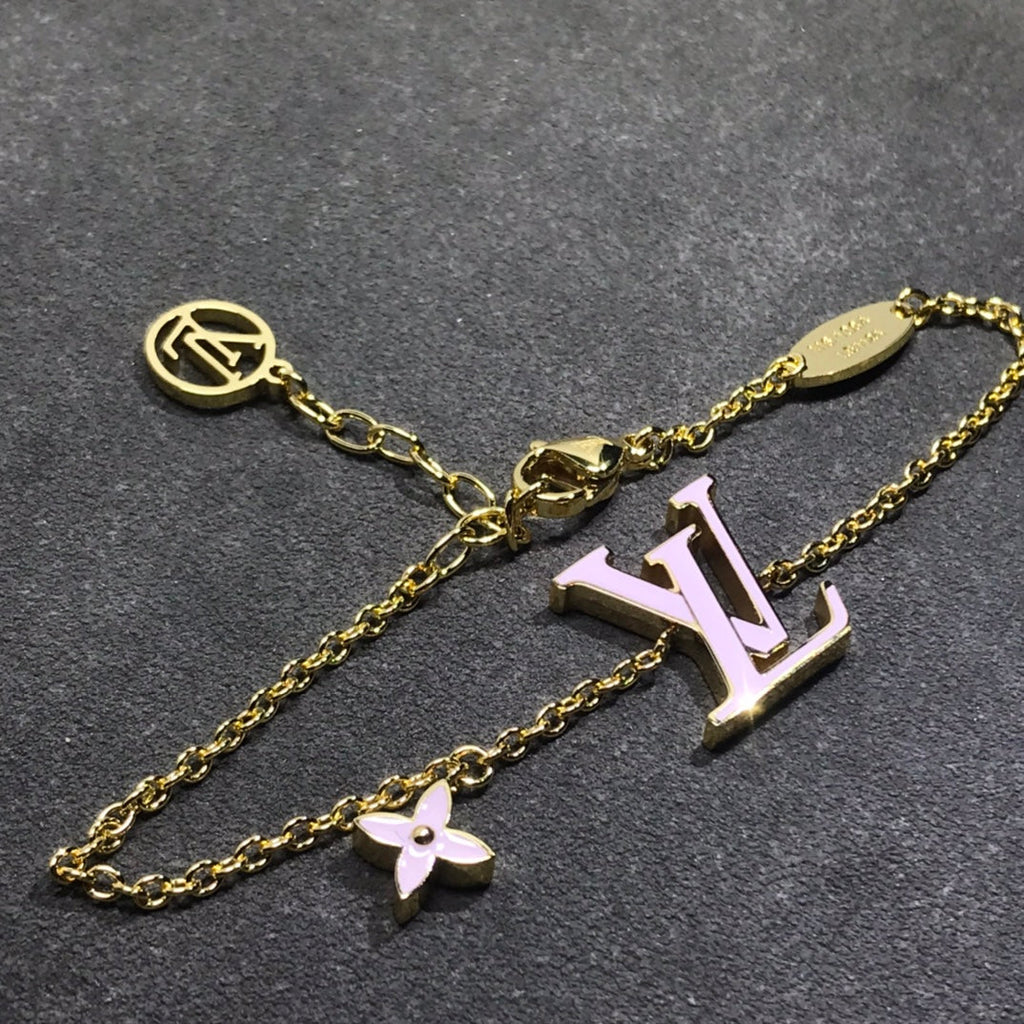 LV MONOGRAM PINK AND BLACK GOLD BRACELET