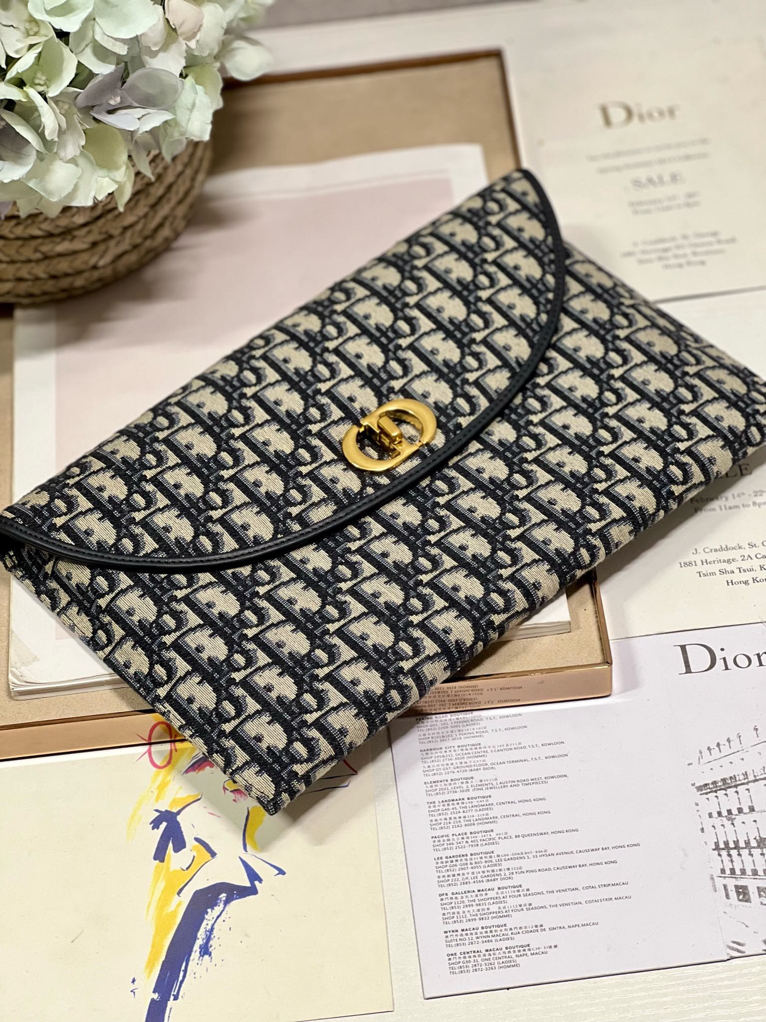 30 MONTAIGNE 30CM BLUE OBLIQUE EMBROIDERY