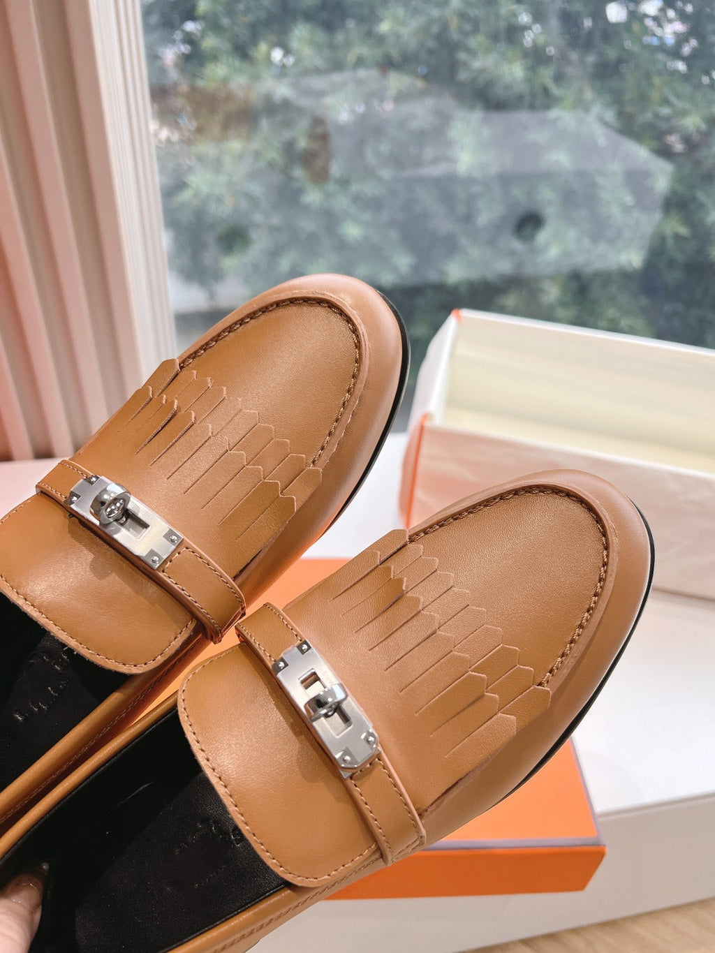 Destin Loafer Brown Goatskin with Fringe Detail