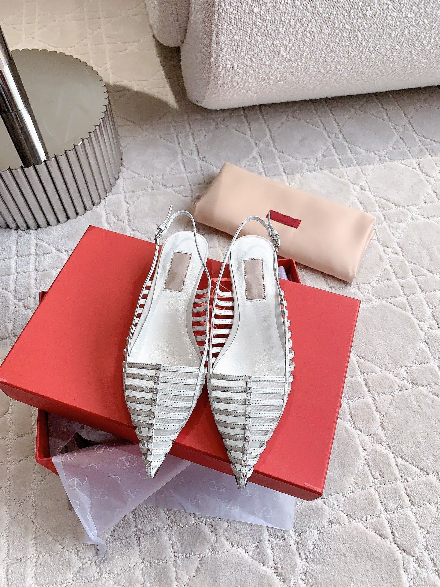 Mesh Slingback Ballerina White
