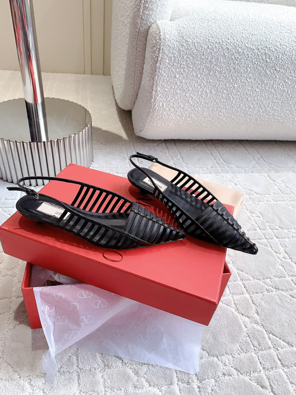 Mesh Slingback Ballerina Black