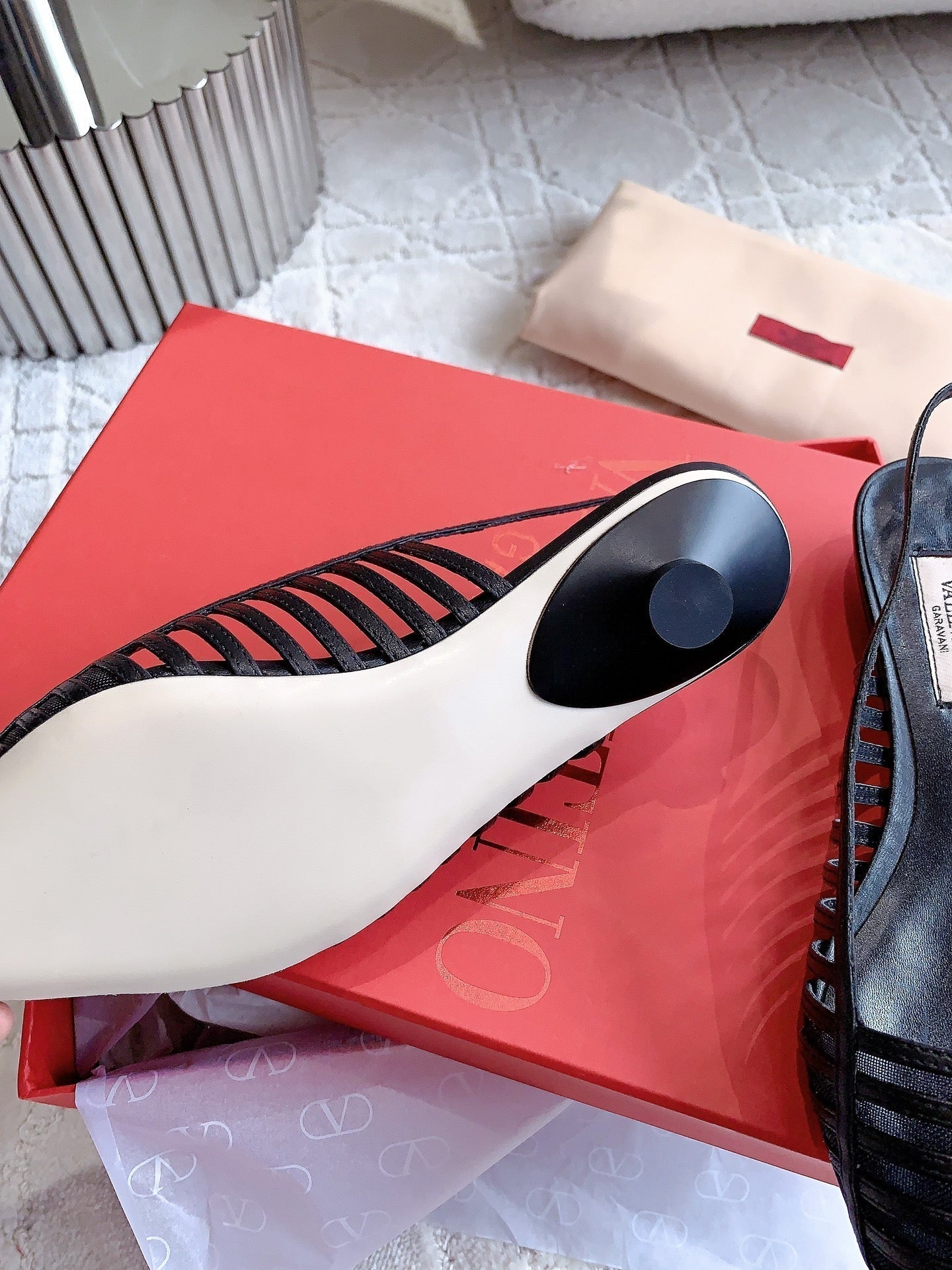 Mesh Slingback Ballerina Black