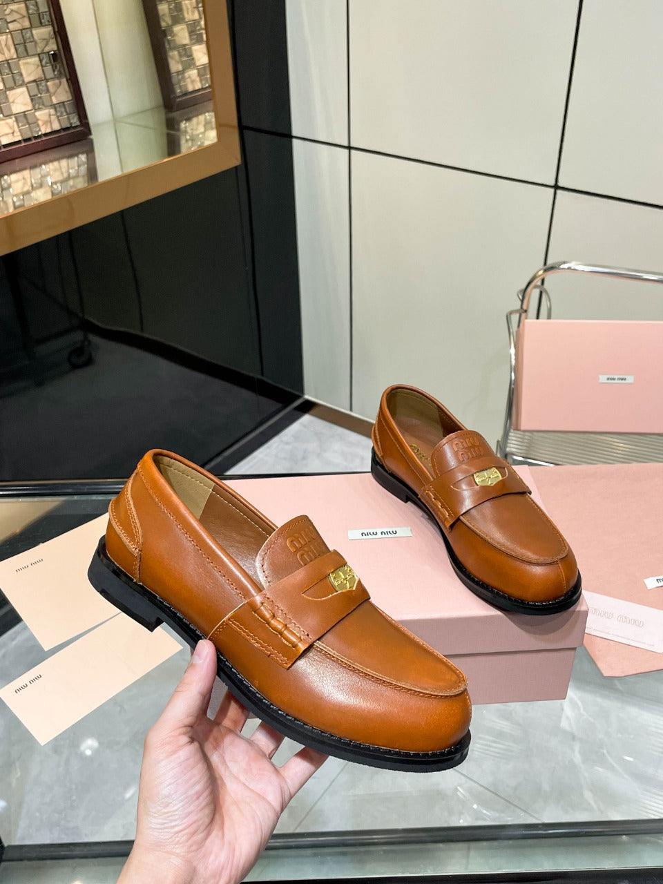 PENNY LOAFERS IN BRONZE BROWN CALFSKIN