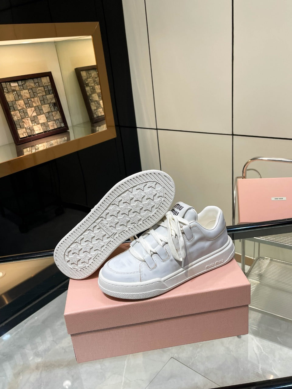 SKATEBOARD SNEAKERS IN OFF WHITE BLEACHED CALFSKIN