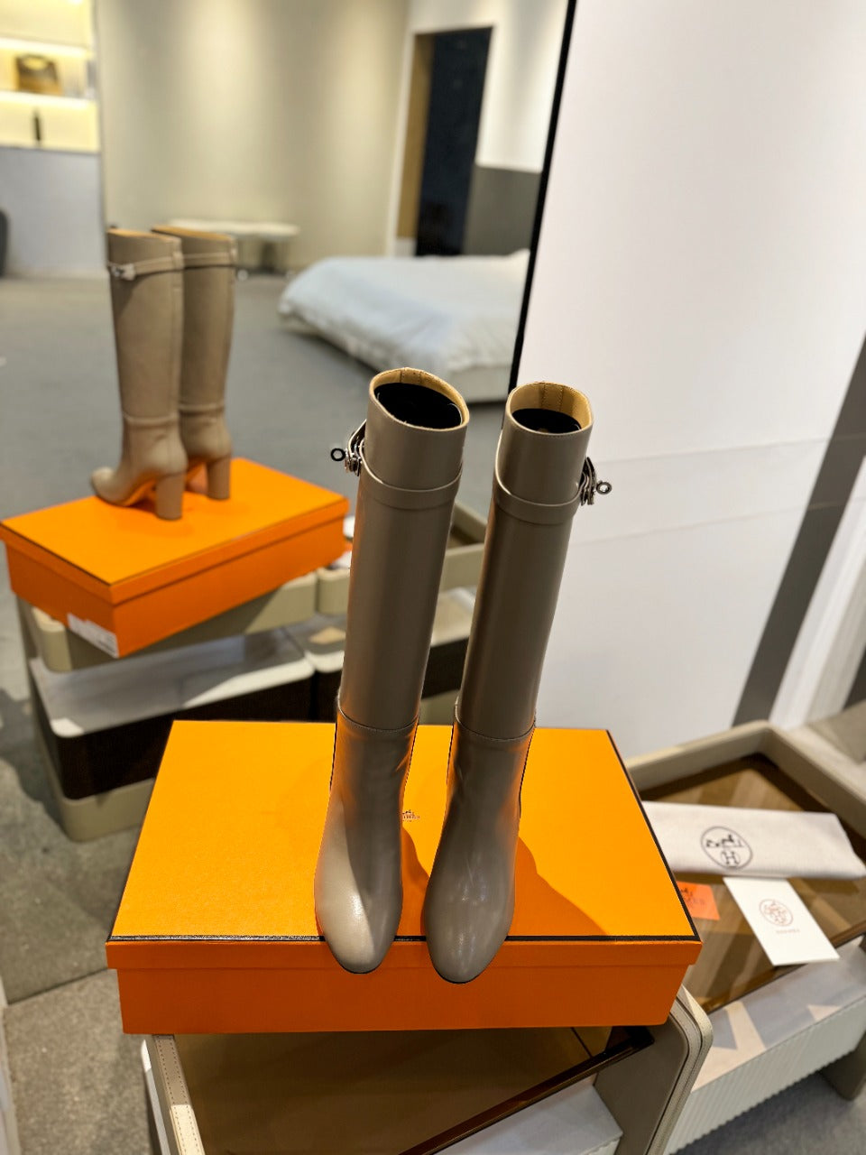 STORY BOOT 85MM IN PEANUT BROWN CALFSKIN