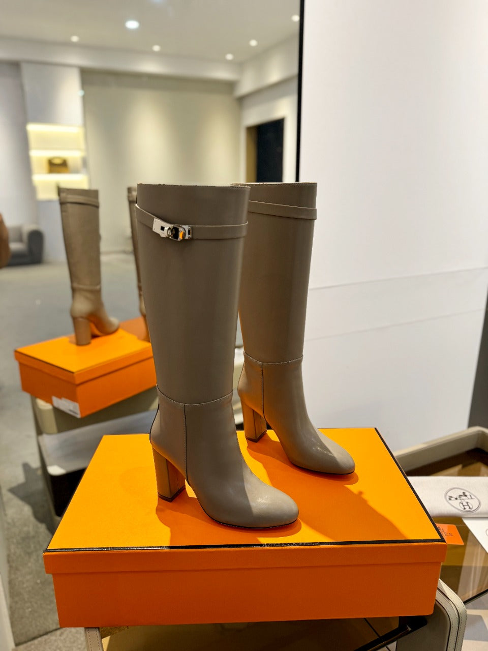 STORY BOOT 85MM IN PEANUT BROWN CALFSKIN