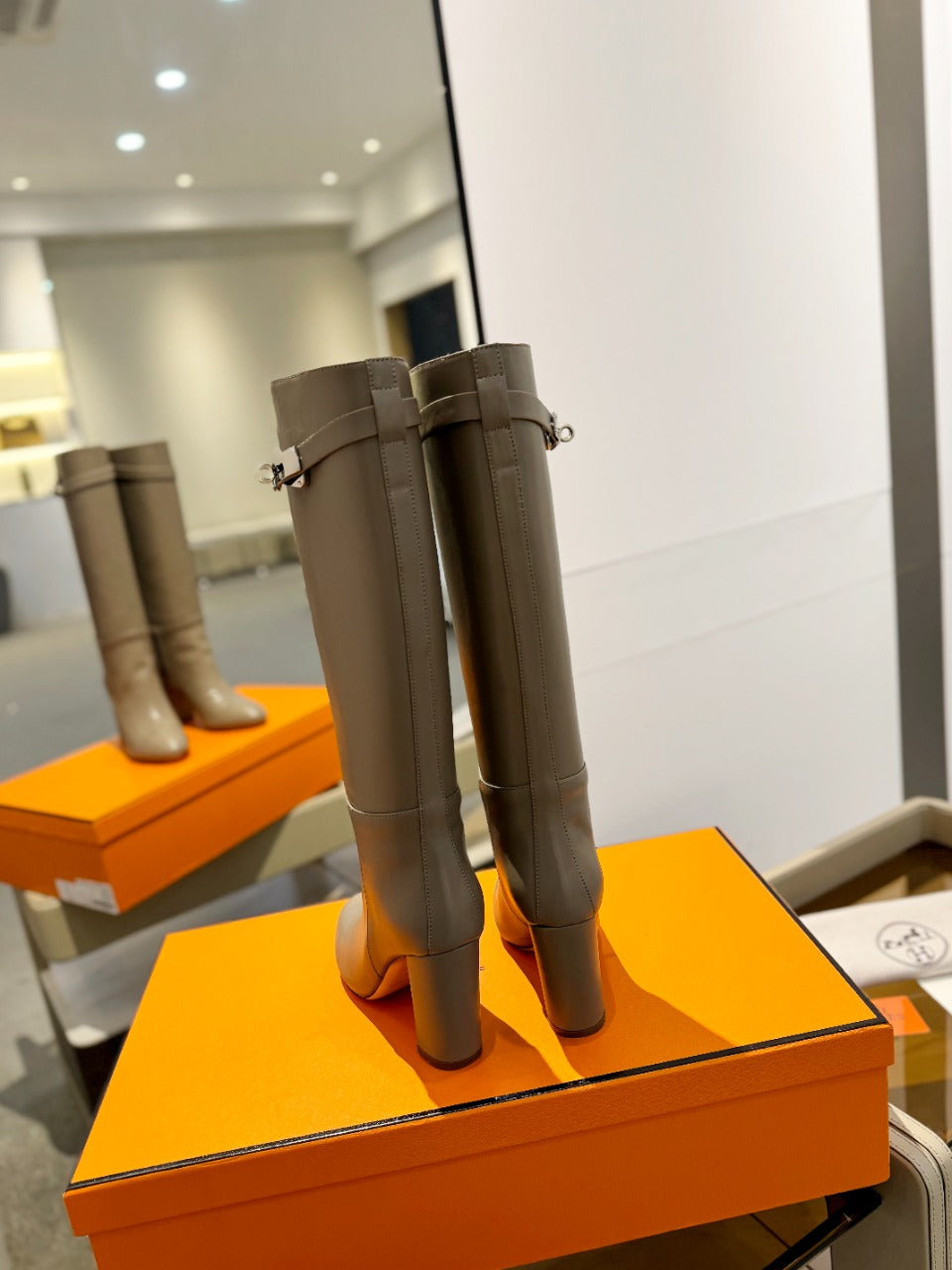 STORY BOOT 85MM IN PEANUT BROWN CALFSKIN